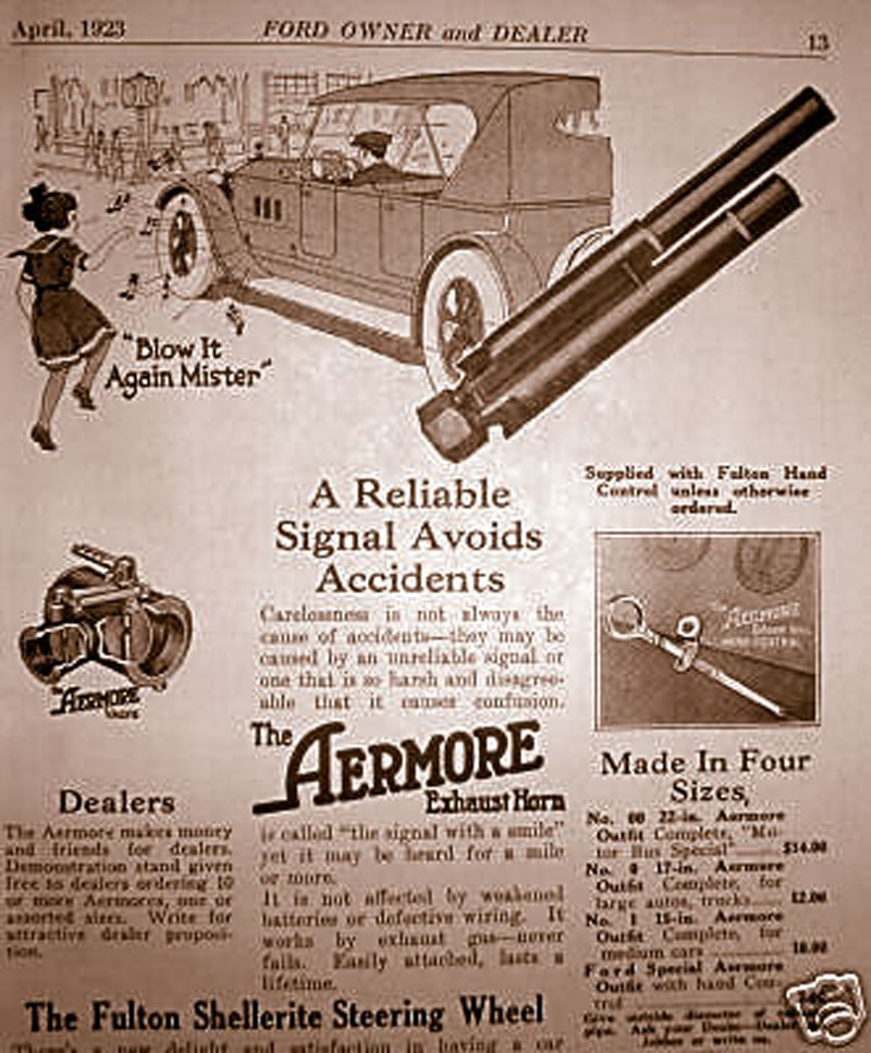 1918 PAPER AD Stewart Car Auto Horn Motor Driven Buell Explosion Whistle 